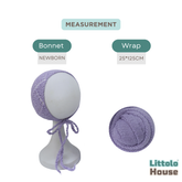 Baby Wool Knitted Wrap and Bonnet SR090 | NB | Lavender